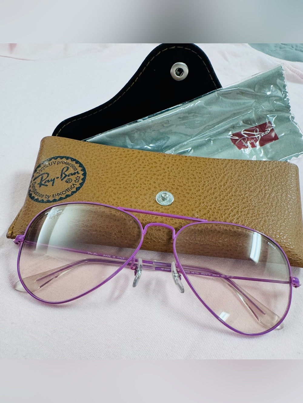 Ray-Ban Purple Aviator Eyeglasses with Clear Lenses